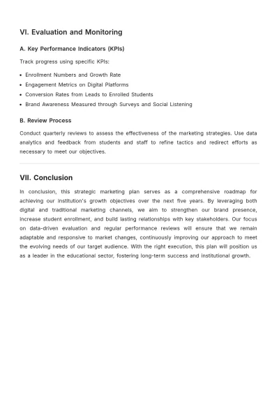 Free Educational Marketing Strategic Plan Template to Edit Online