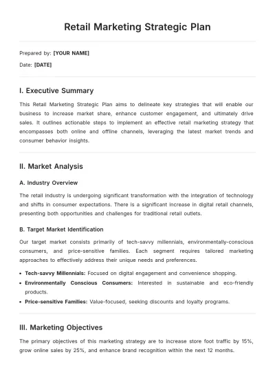 Free Retail Marketing Strategic Plan Template to Edit Online