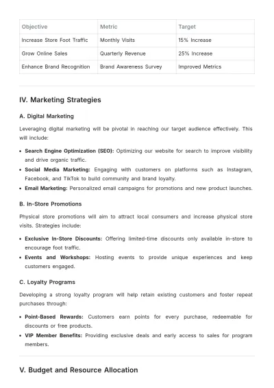 Free Retail Marketing Strategic Plan Template to Edit Online