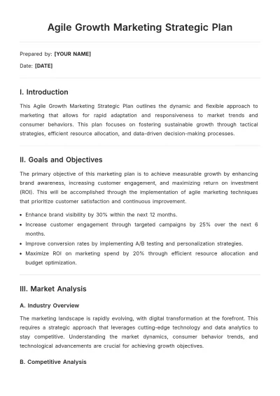 Free Agile Growth Marketing Strategic Plan Template to Edit Online