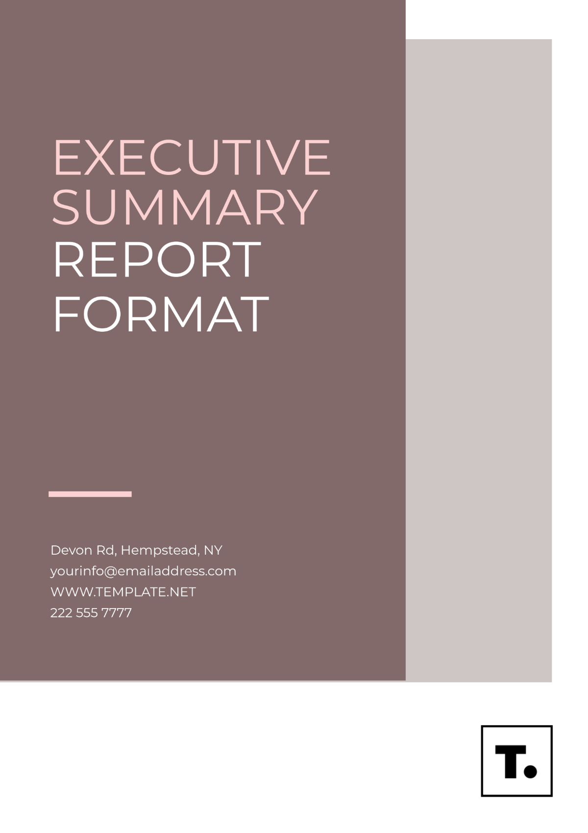 Executive Summary Report Format Template