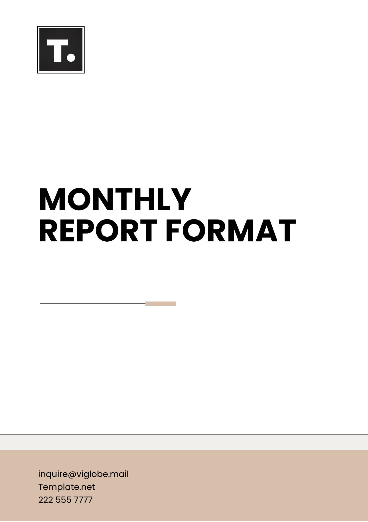 Monthly Report Format Template