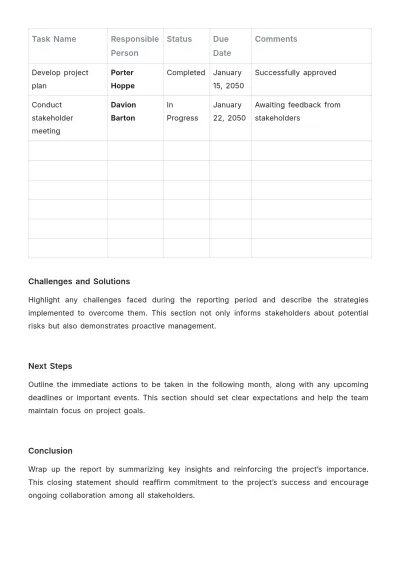 Free Monthly Report Format Template to Edit Online