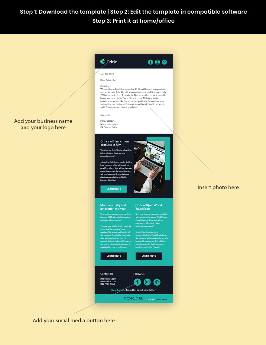 Free Simple IT Newsletter Template Format