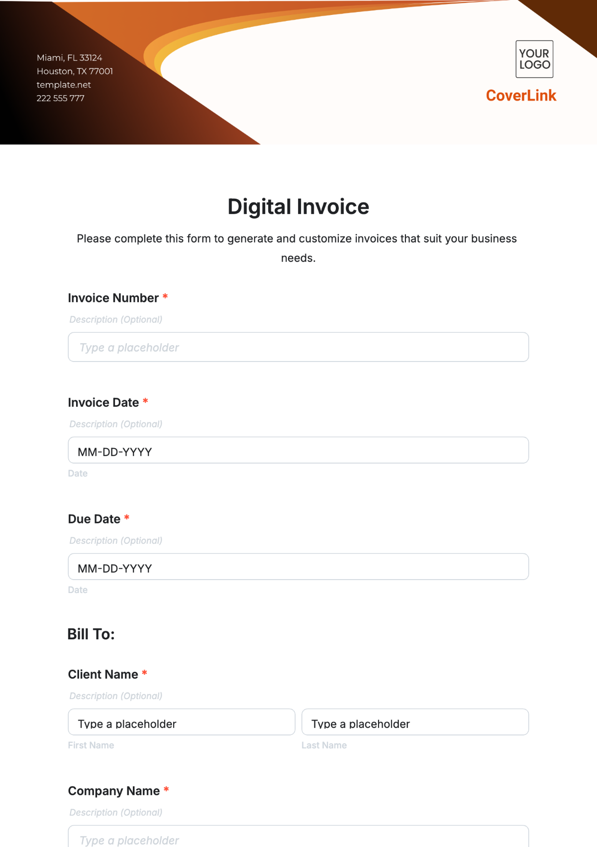 Digital Invoice Template