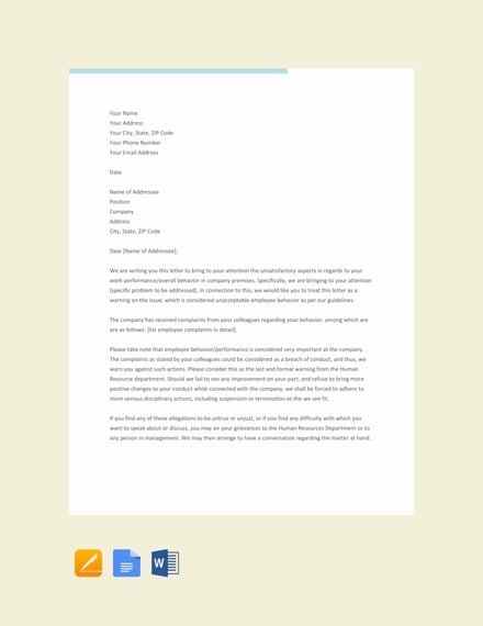 memorandum pdf circular FREE Template for to Paying Tenant Warning not Rent Letter