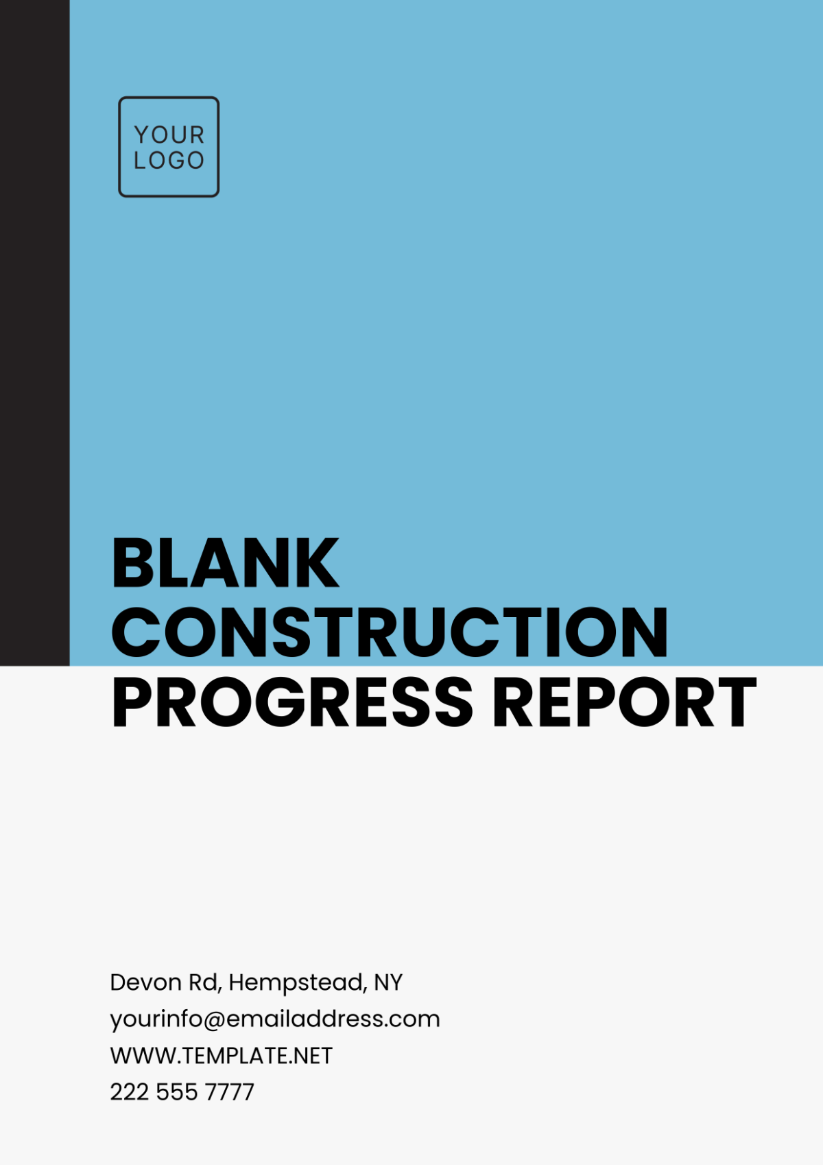 Blank Construction Progress Report Template