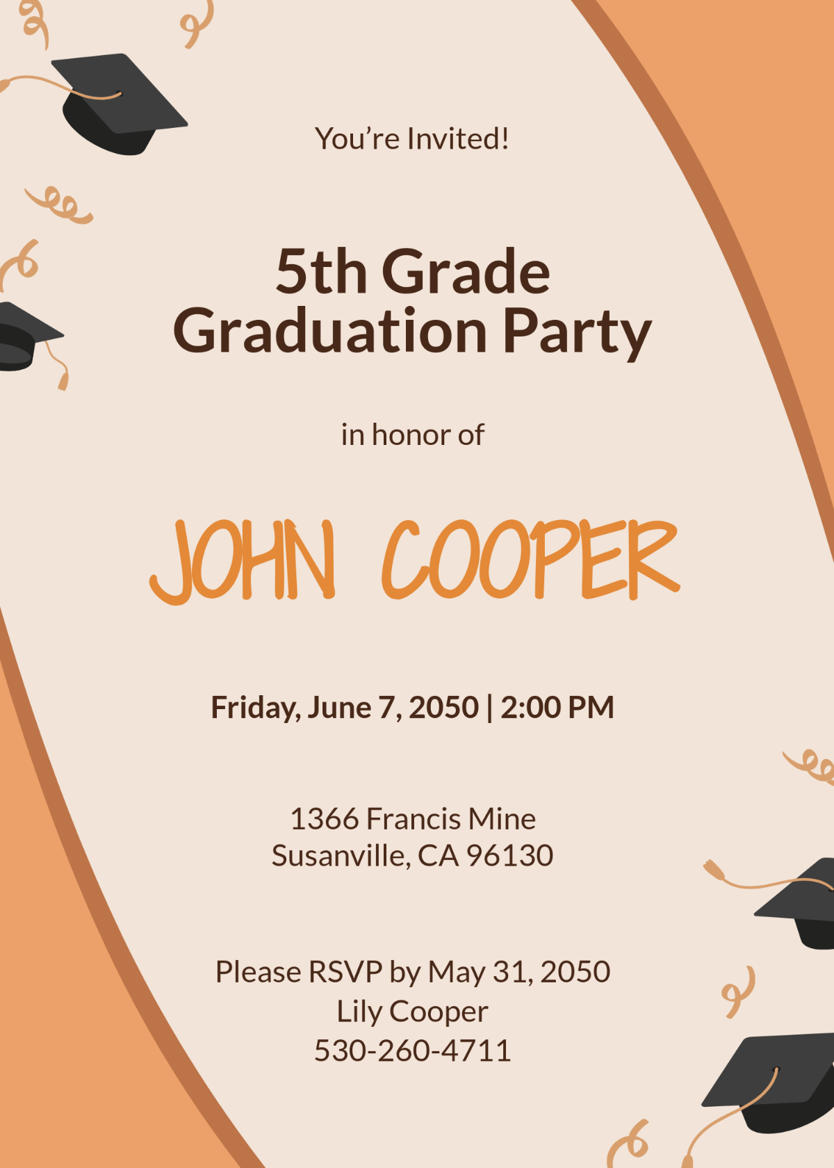 5th Grade Graduation Invitation