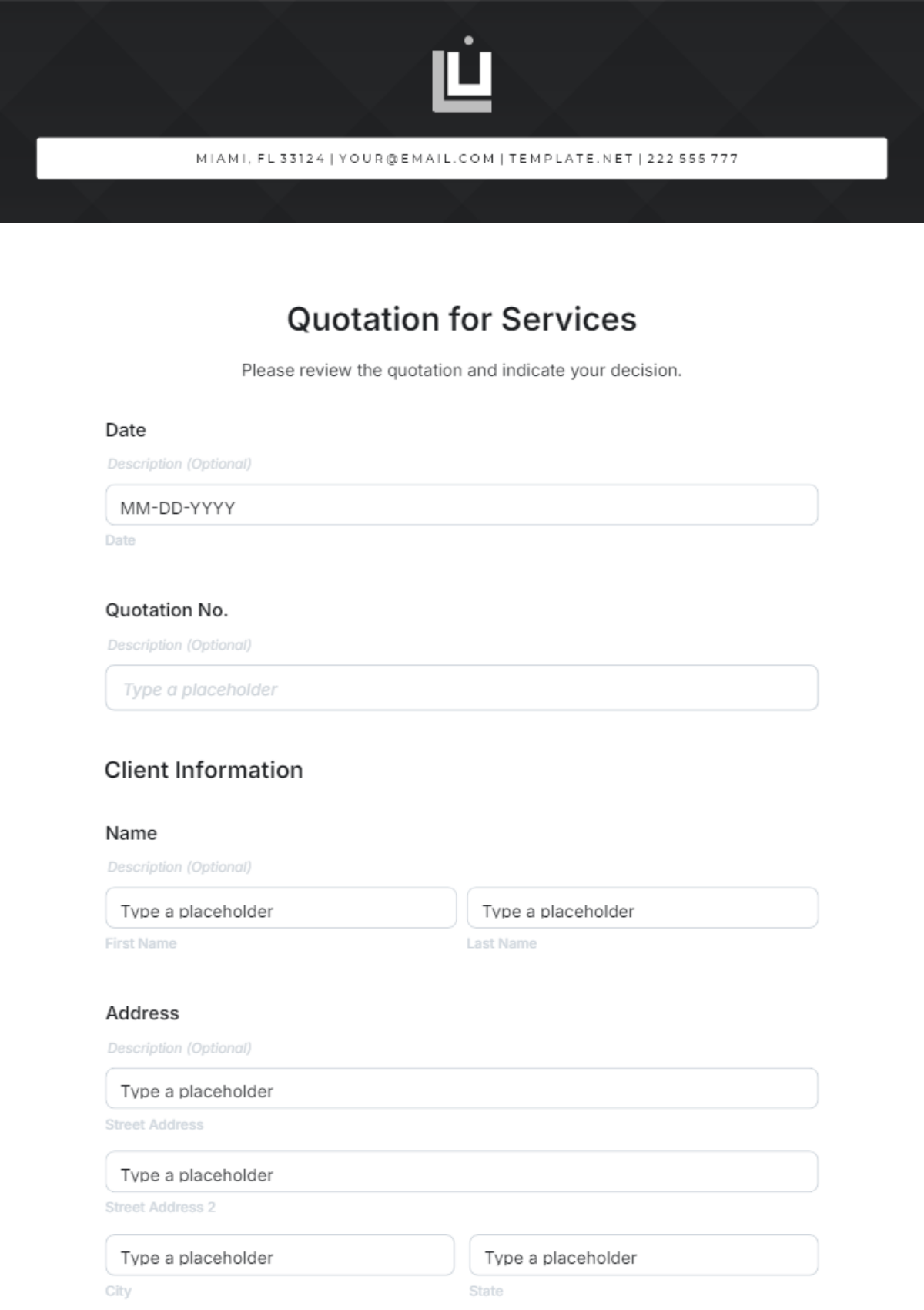 Quotation for Services Templates