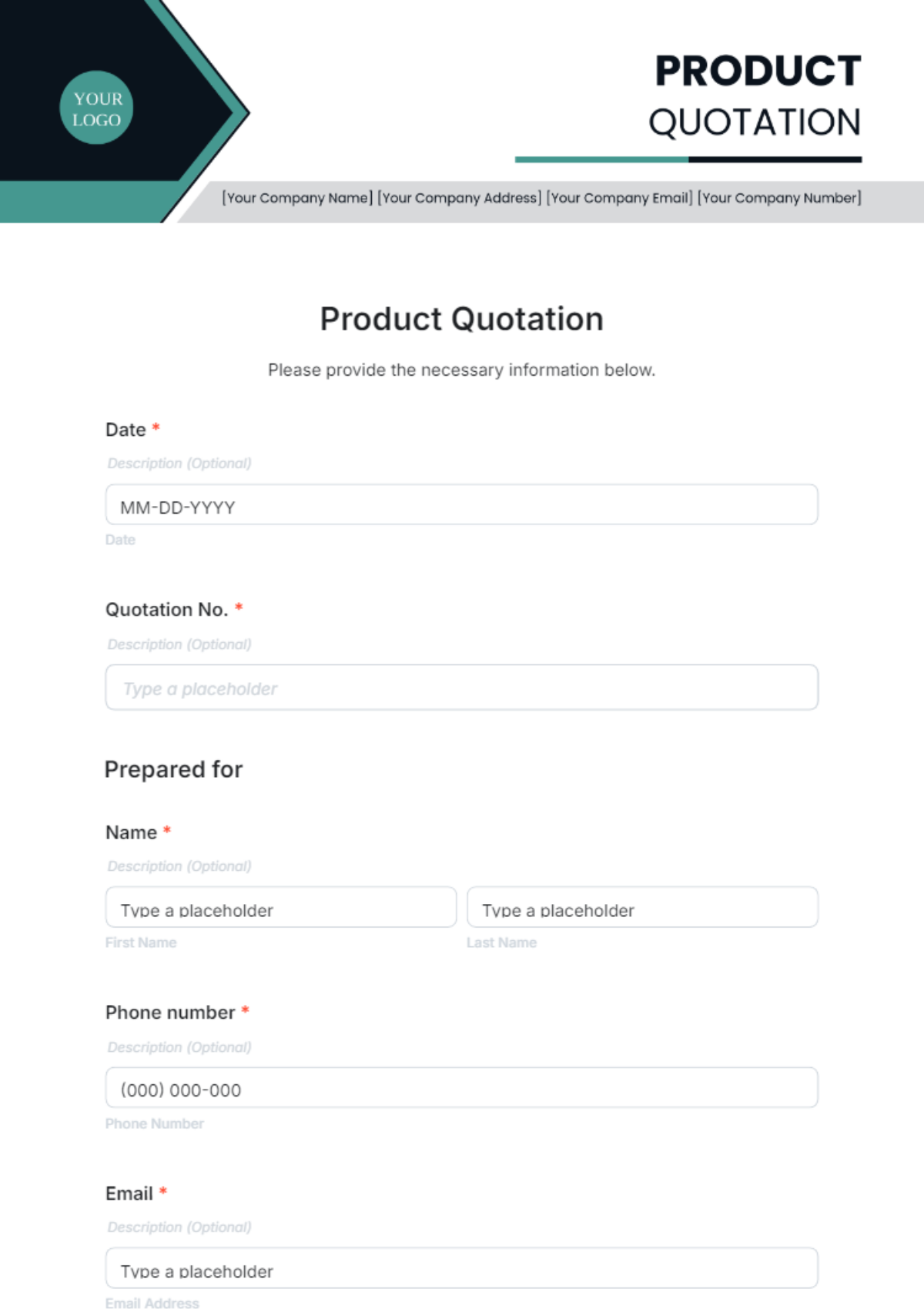 Product Quotation Template - Edit Online & Download