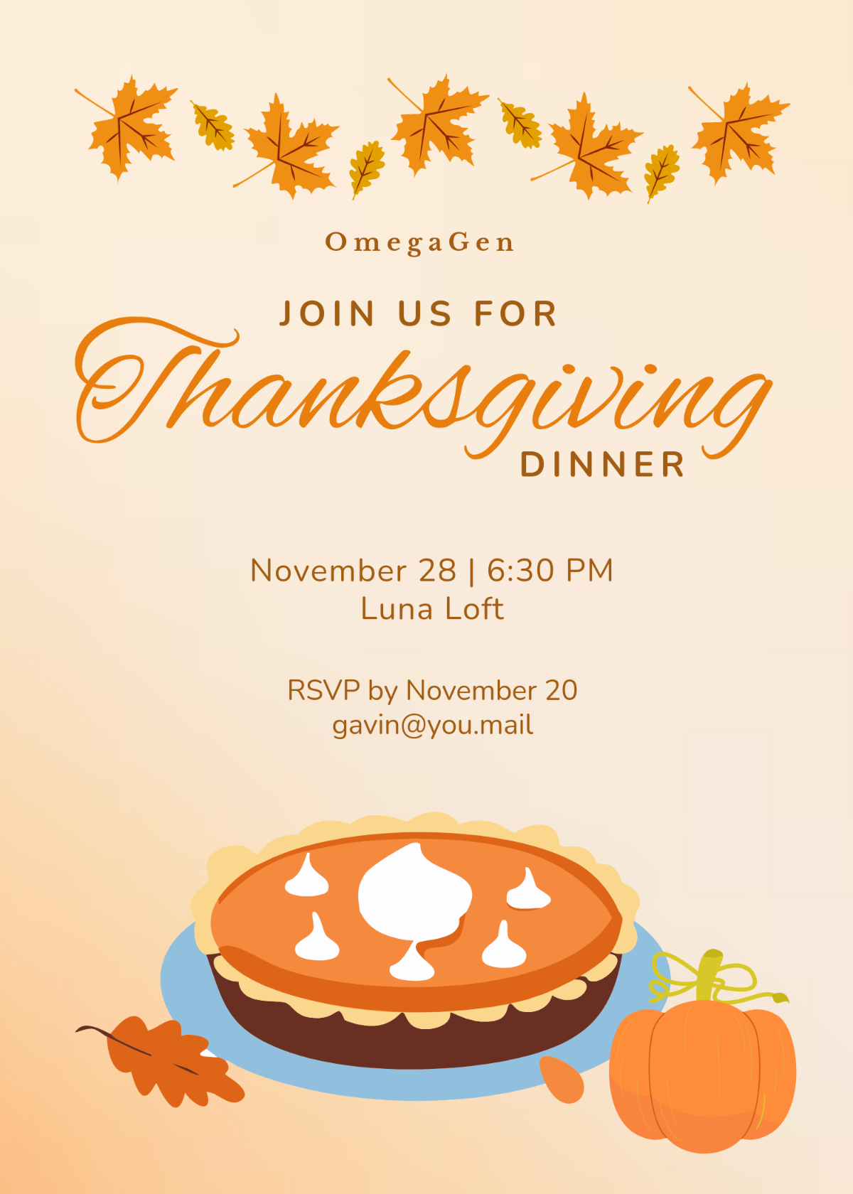 Boho Thanksgiving Dinner Invitation