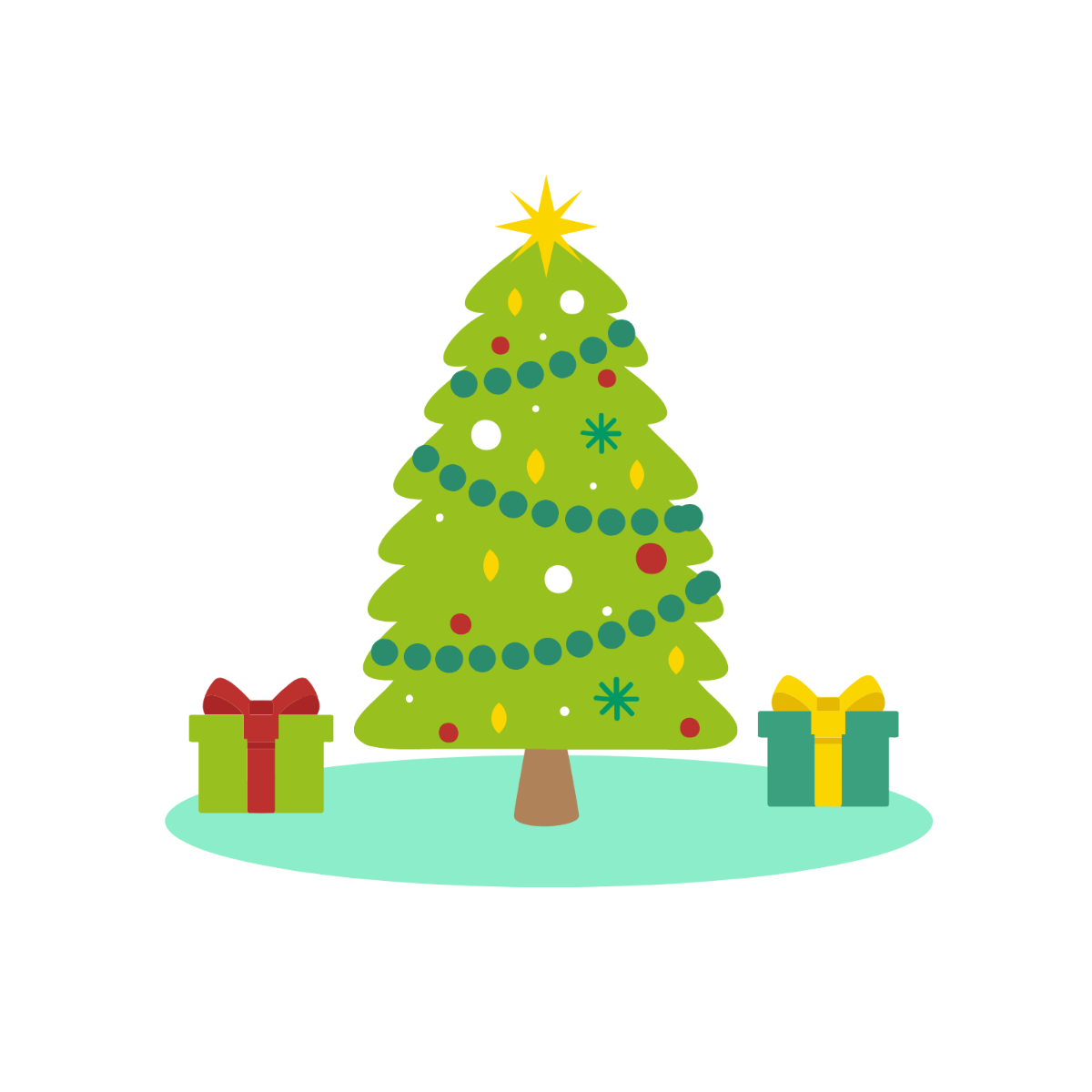 Christmas Tree with Presents Clipart