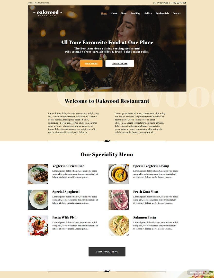 Restaurant & Cafe WordPress Theme/Template