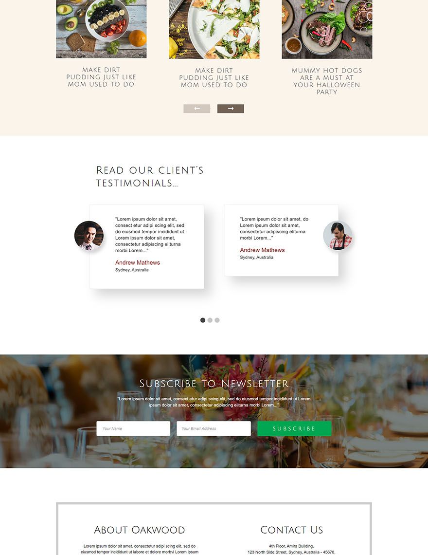 Responsive Restaurant WordPress Theme/Template
