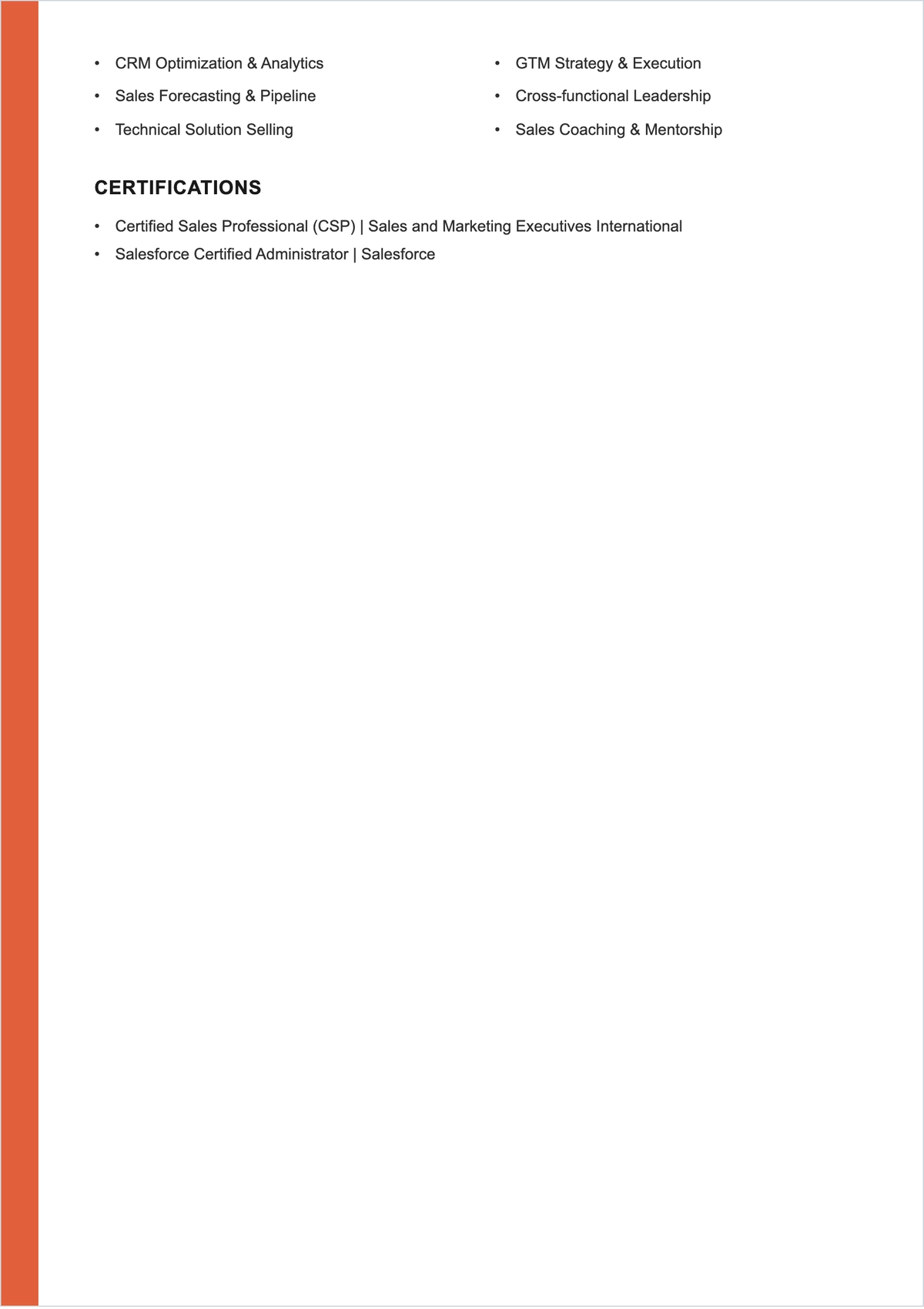 Free Sales Team Leader ATS Resume Template, AI Resume Builder