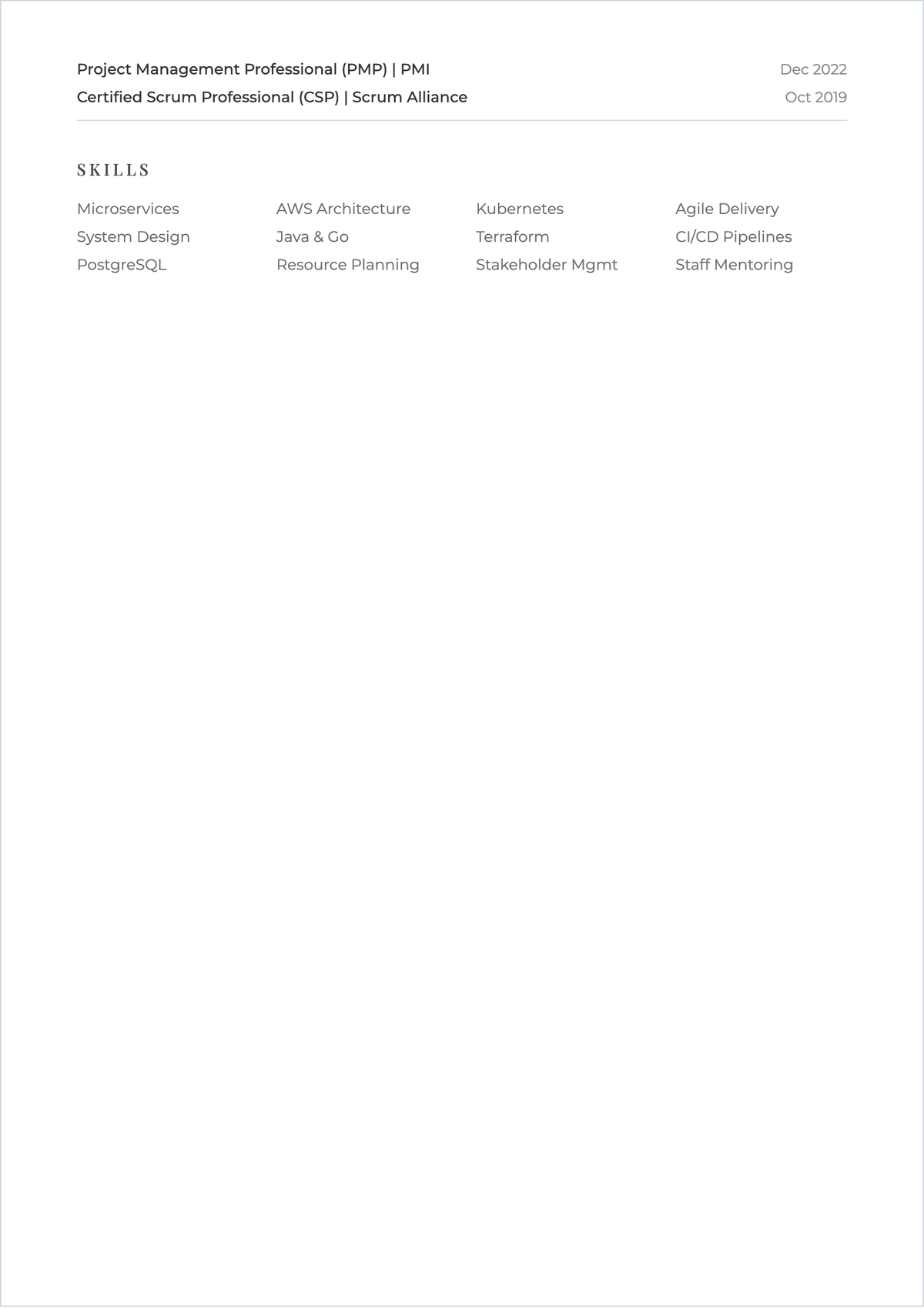Free Technical Team Leader ATS Resume Template, AI Resume Builder