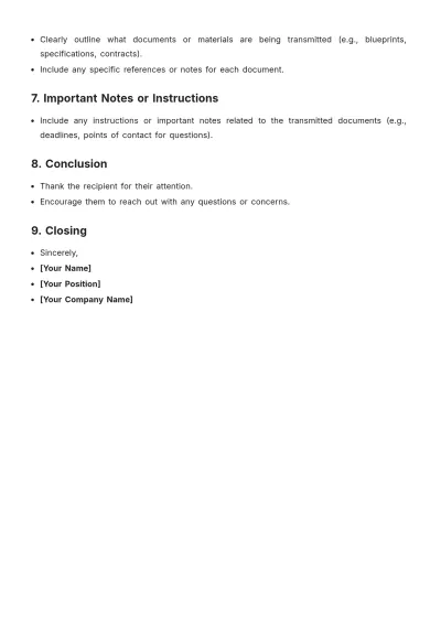 Free Construction Letter of Transmittal Outline Template to Edit Online