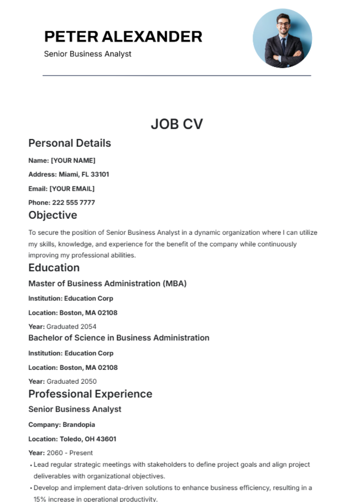 Job CV Template