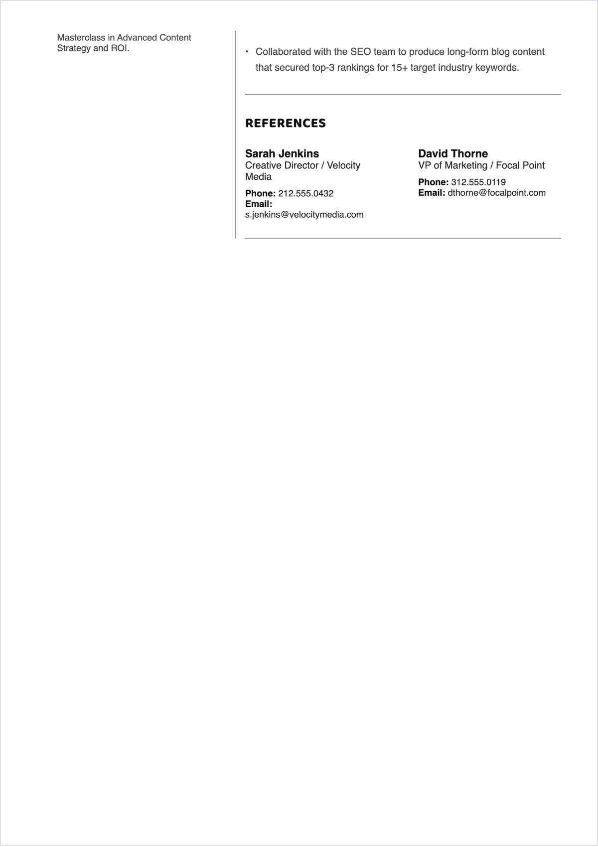 Free Content Creation Team Leader ATS Resume Template