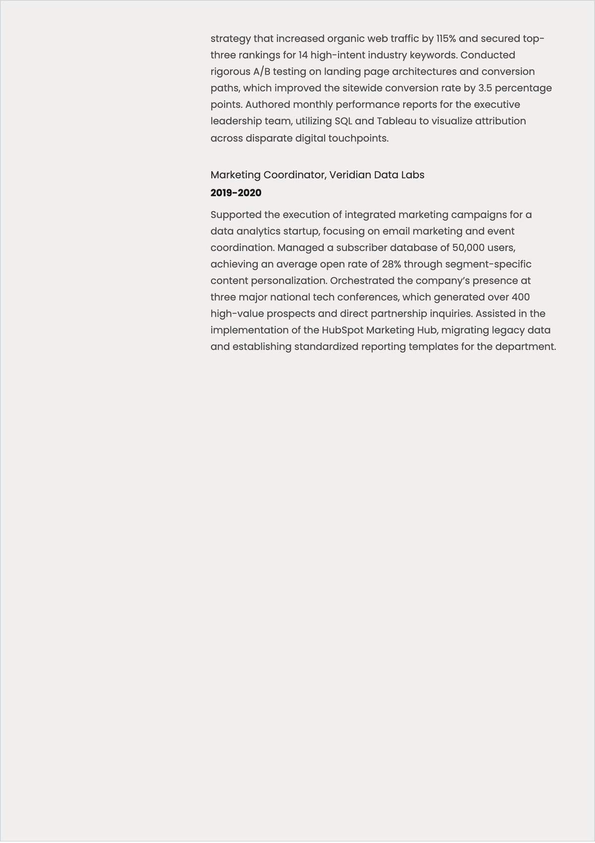 Free Marketing Team Leader ATS Resume Template, AI Resume Builder