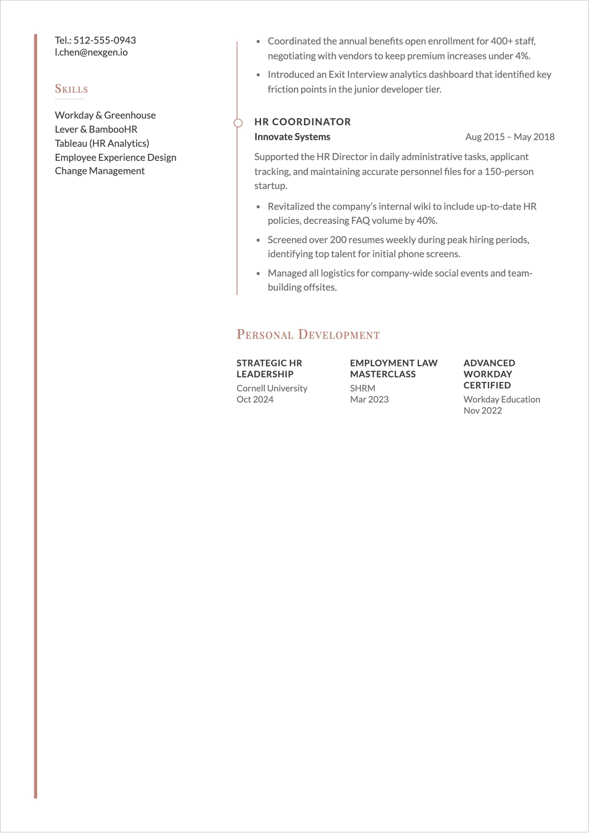 Free HR Team Leader ATS Resume Template, AI Resume Builder