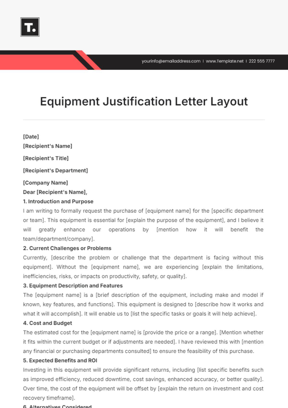 Equipment Justification Letter Layout Template - Edit Online & Download