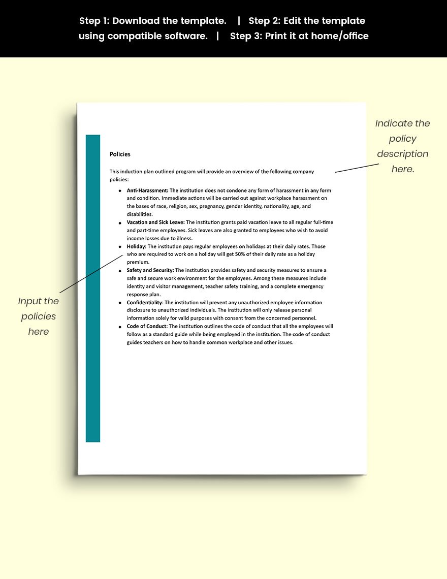 HR Induction Plan Template
