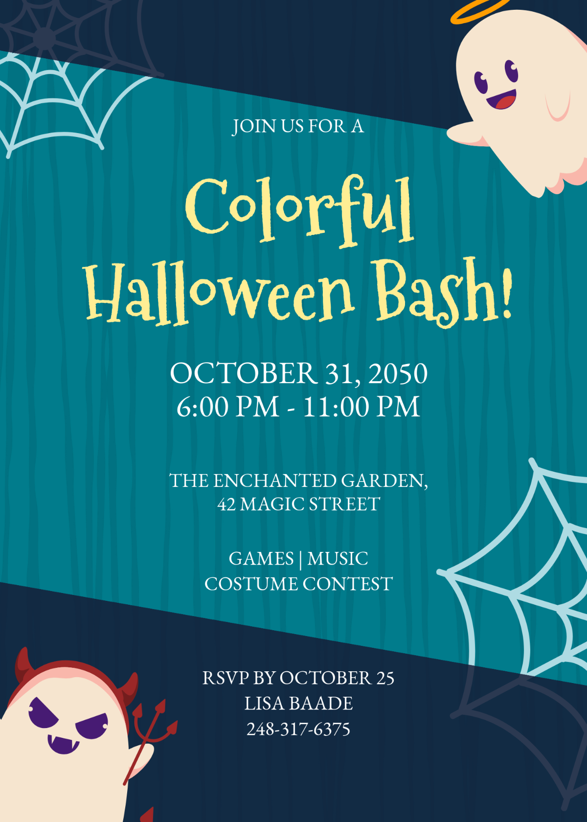 Colorful Halloween Invitation Flyer Template - Edit Online & Download