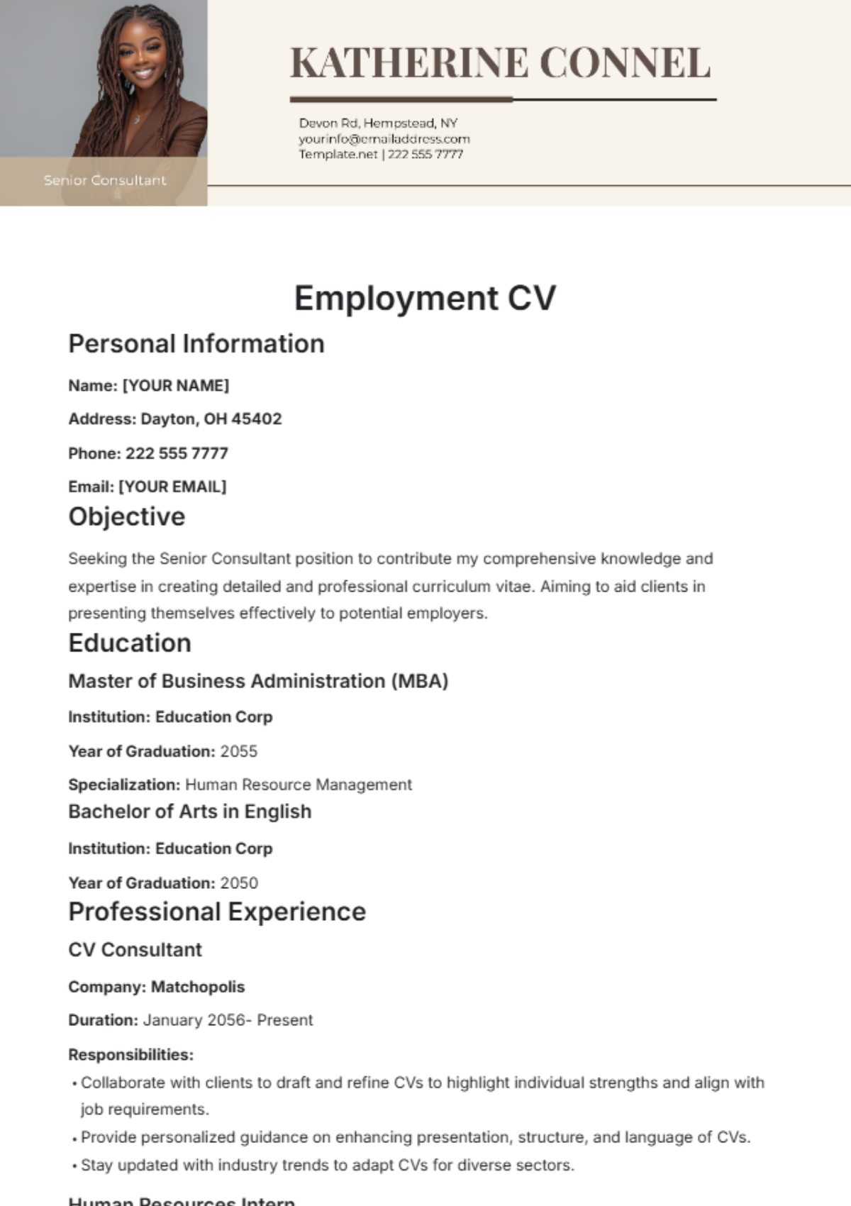 Employment CV Template