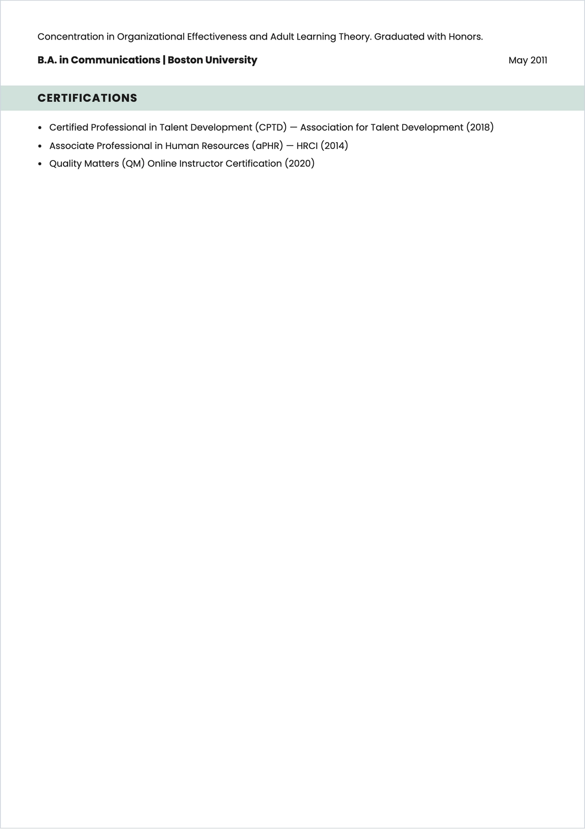 Free Trainer ATS Resume Template, AI Resume Builder