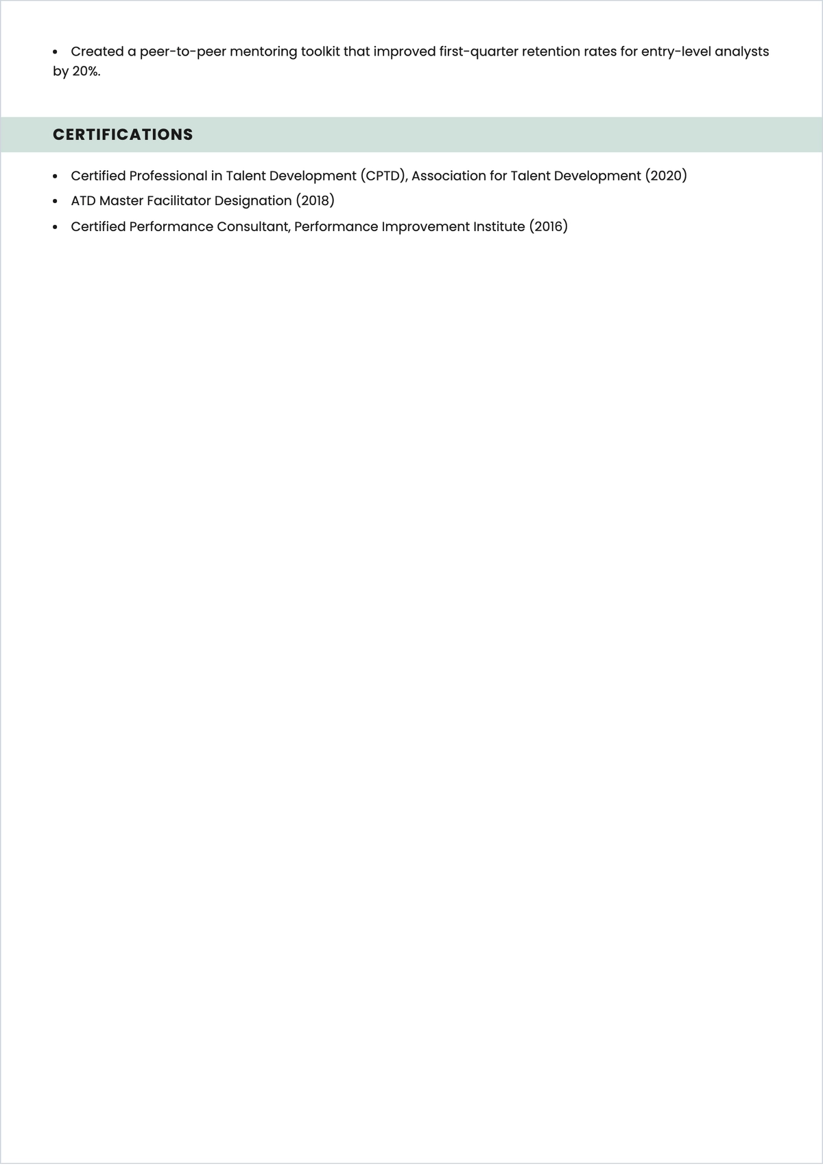 Free Trainer ATS CV Outline Template, AI Resume Builder