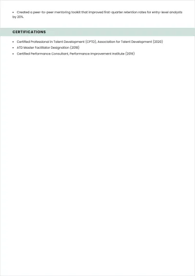 Free Trainer ATS CV Outline Template, AI Resume Builder
