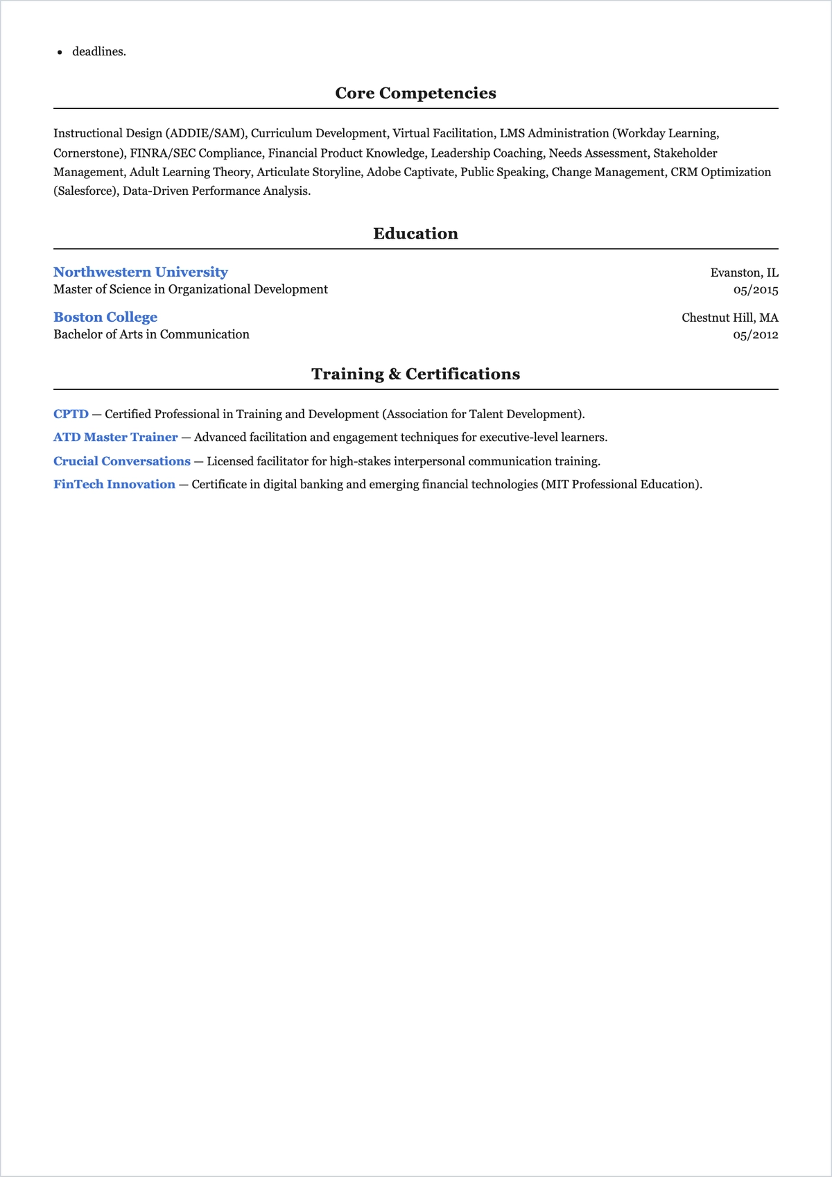 Free Trainer Job ATS Resume Template, AI Resume Builder