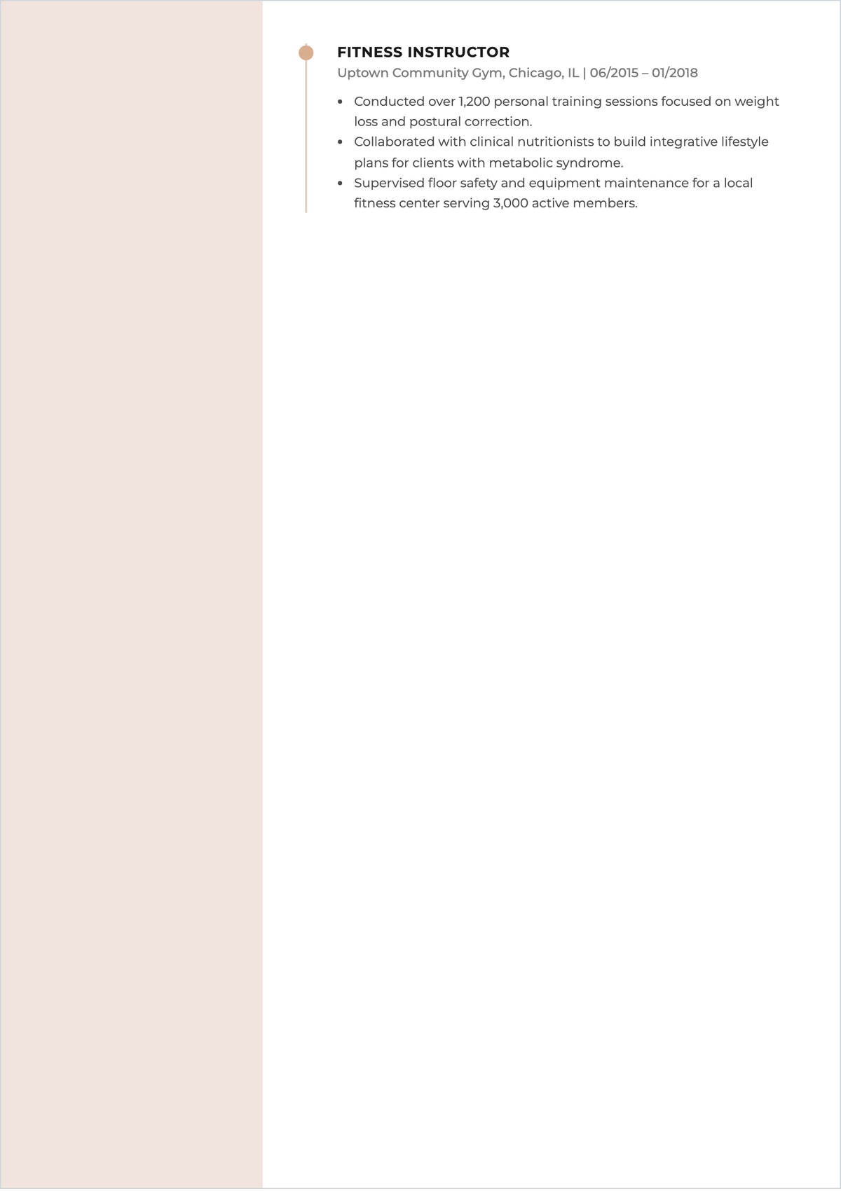 Free Gym Instructor ATS Resume Template, AI Resume Builder