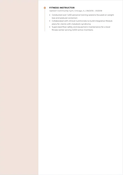 Free Gym Instructor ATS Resume Template, AI Resume Builder