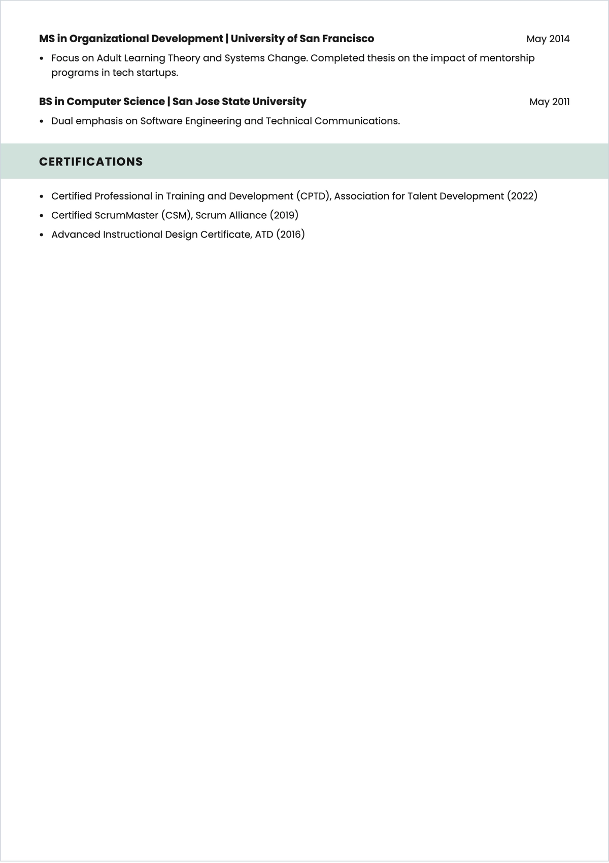 Free Workshop Trainer ATS Resume Template, AI Resume Builder