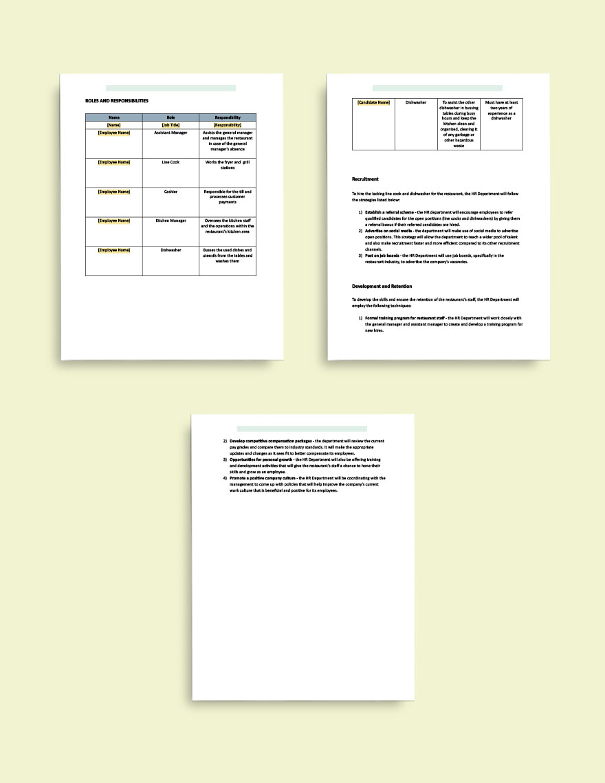 Human Resource Planning Template