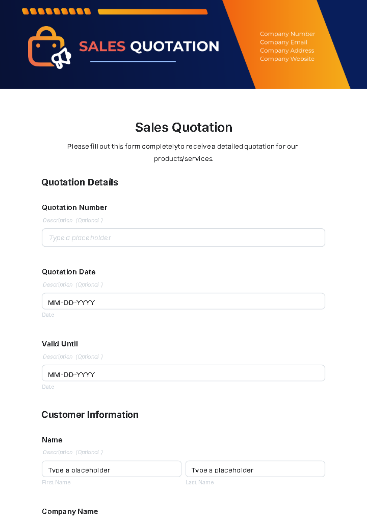 Sales Quotation Template