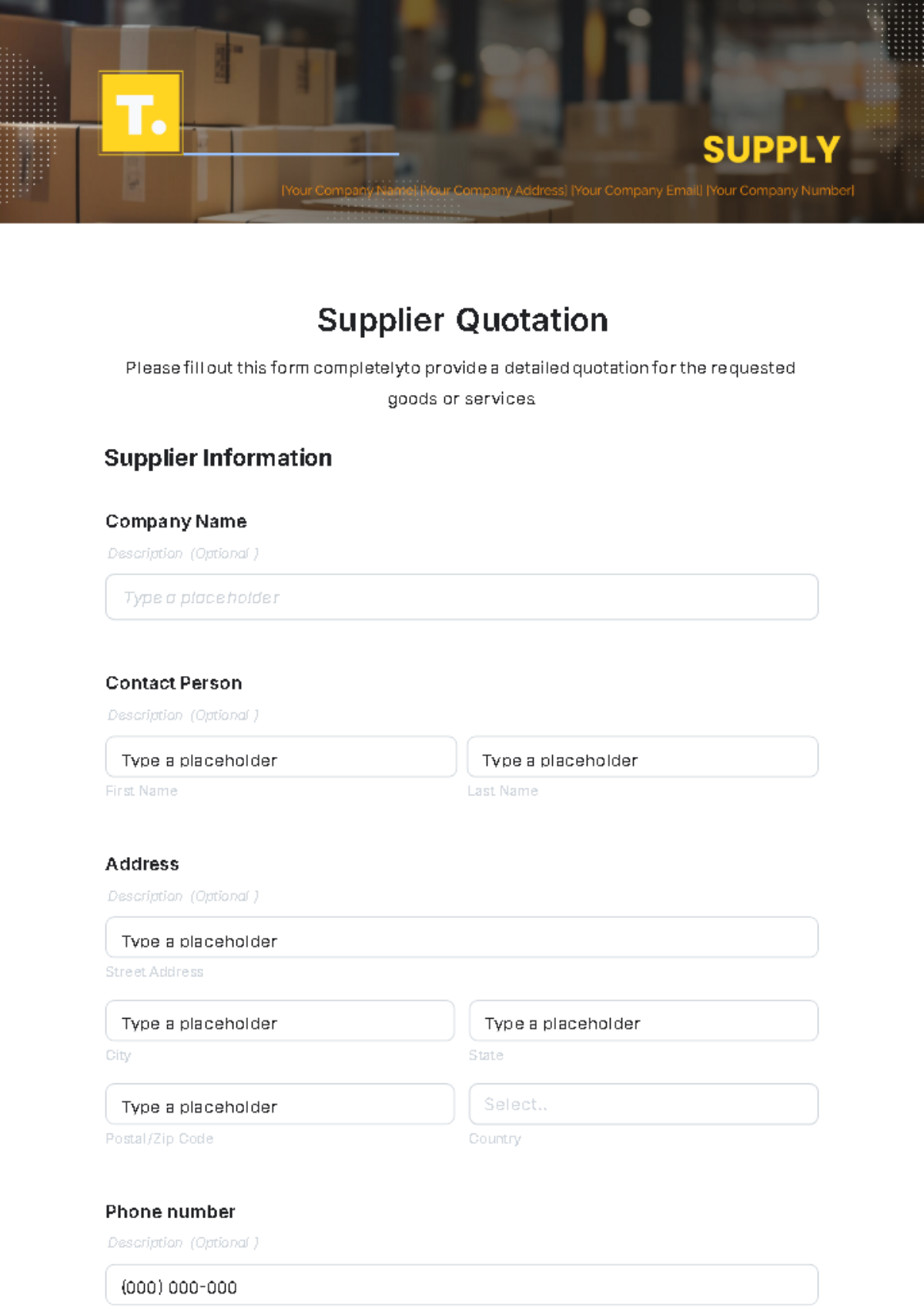 Supplier Quotation Template