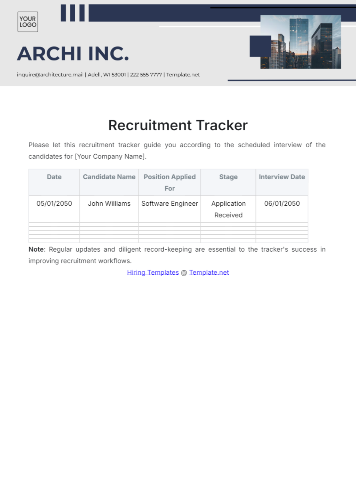 Recruitment Tracker Template - Edit Online & Download