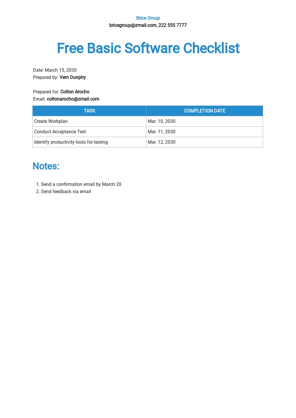 Basic Software Checklist Template [Free PDF] - Word | Apple Pages ...