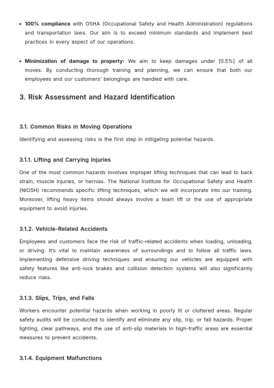 Free Moving Company Safety Guideline Template to Edit Online