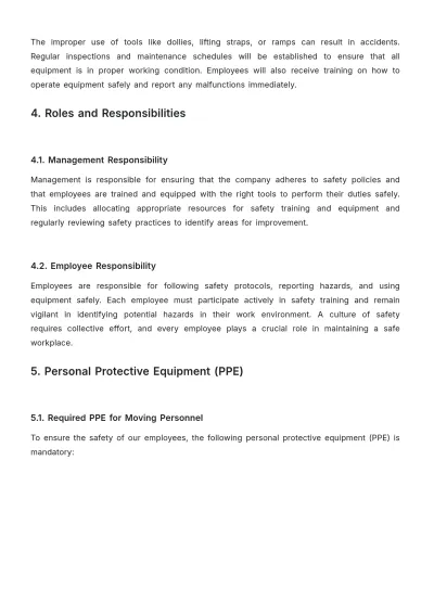 Free Moving Company Safety Guideline Template to Edit Online