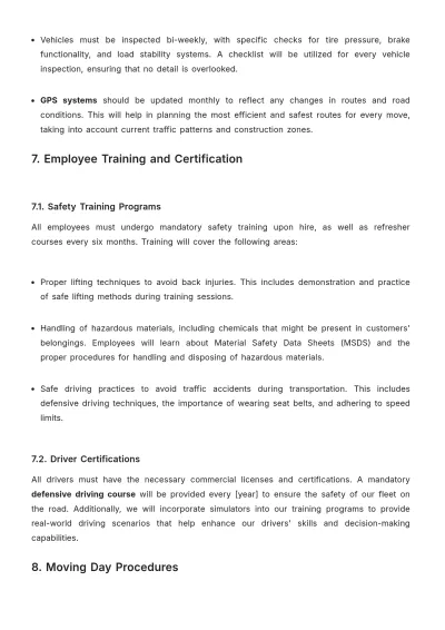 Free Moving Company Safety Guideline Template to Edit Online