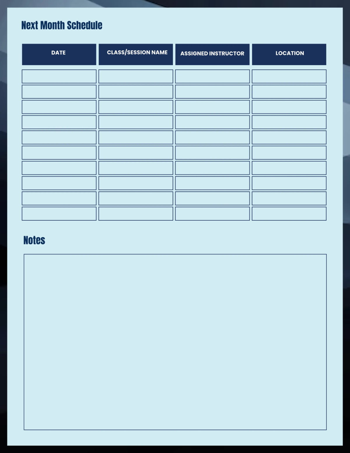 Free Fitness Center Planner Template to Edit Online