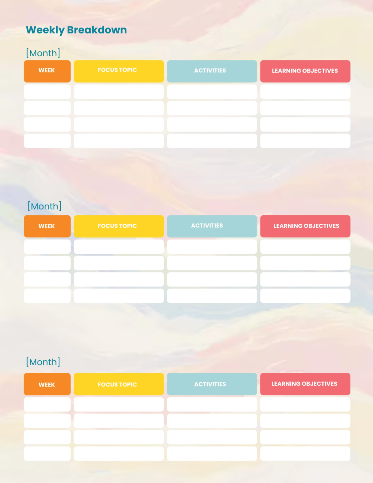 Free Day Care Curriculum Planner Template to Edit Online