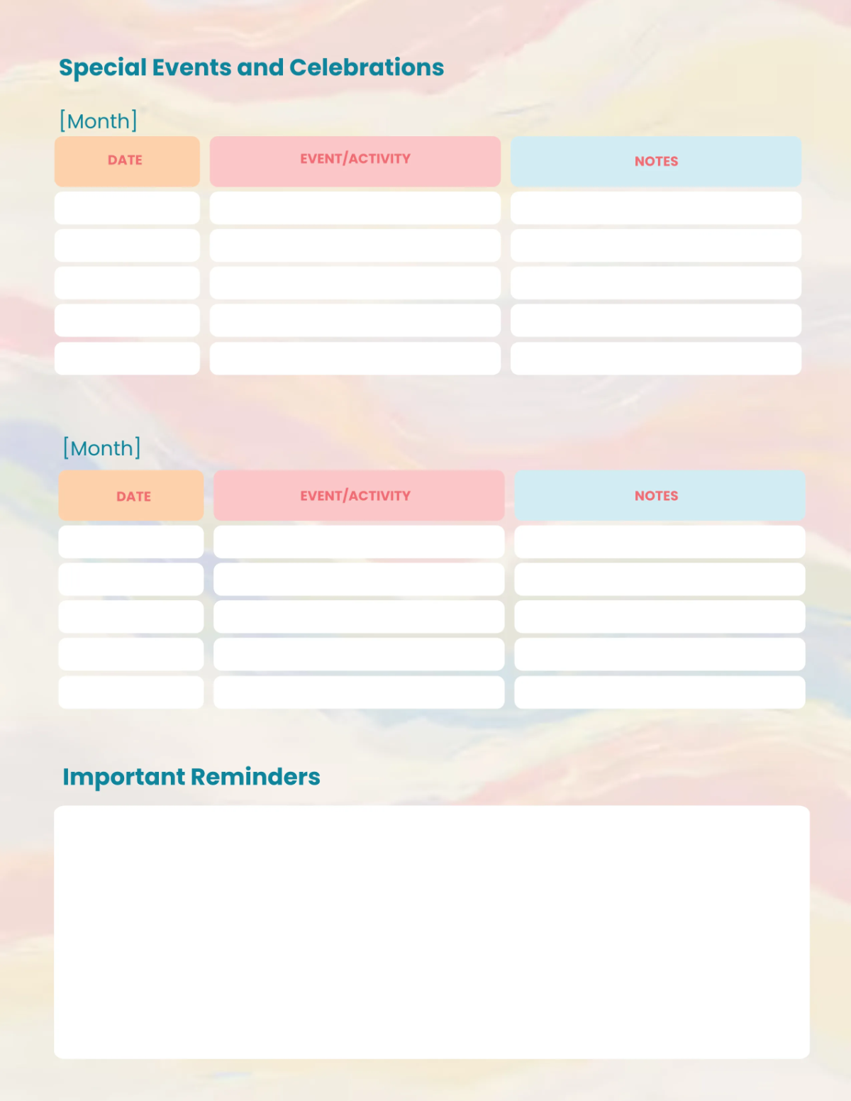 Free Day Care Curriculum Planner Template to Edit Online