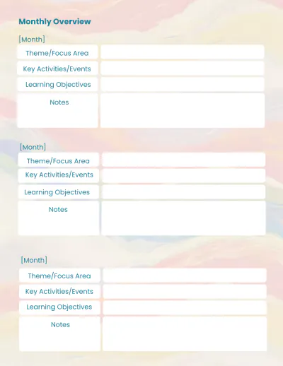 Free Day Care Curriculum Planner Template to Edit Online