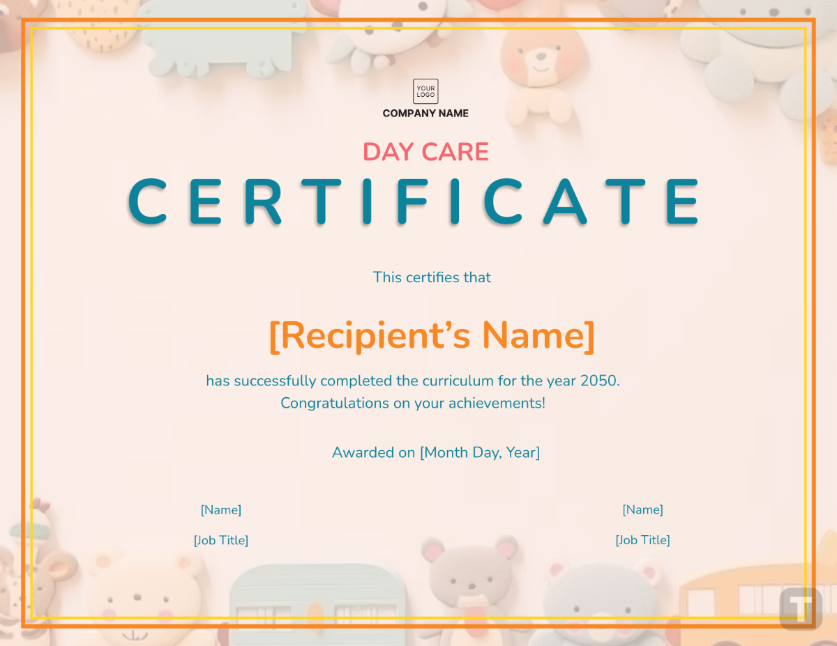 Day Care Certificate Template