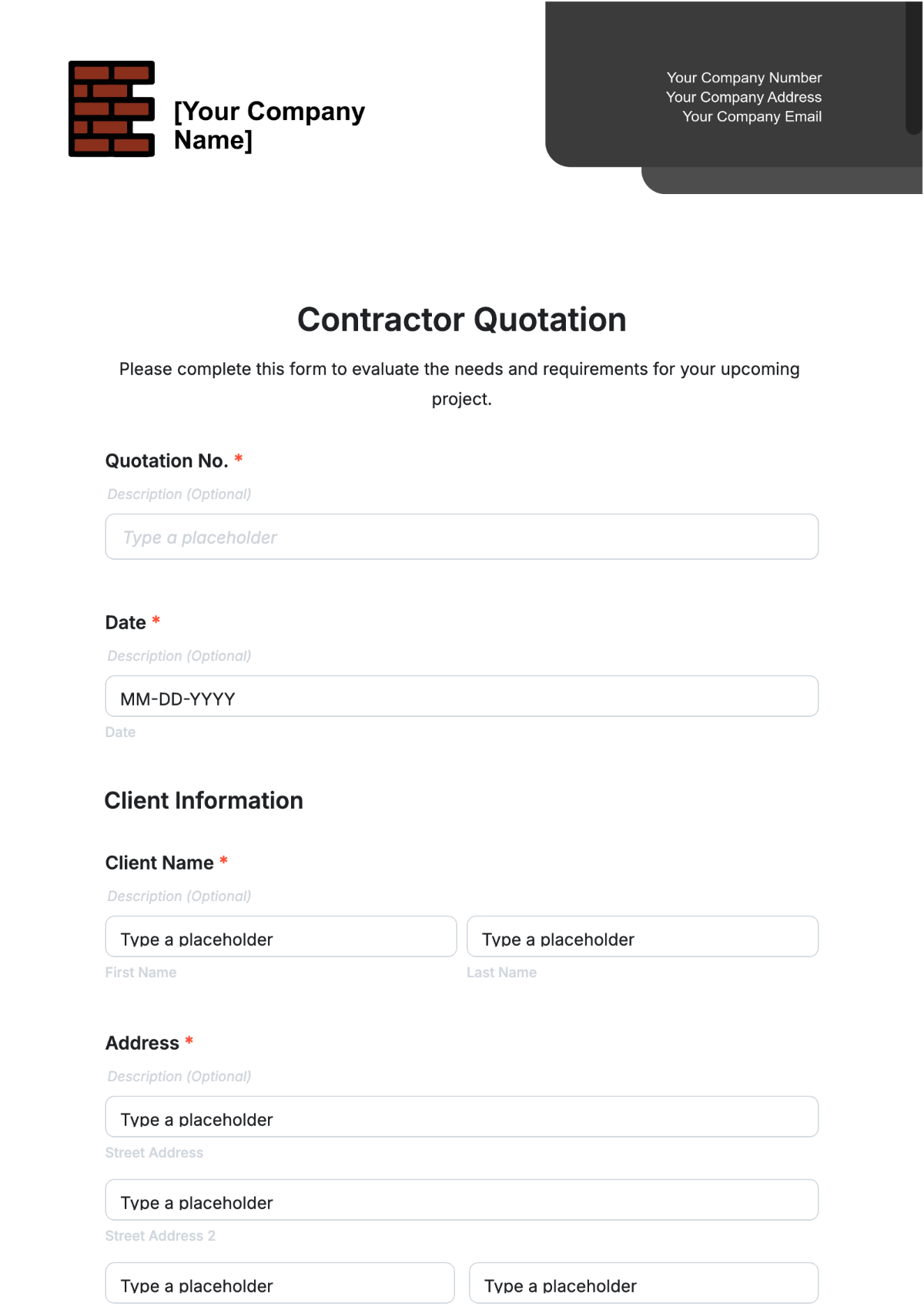 Contractor Quotation Template - Edit Online & Download